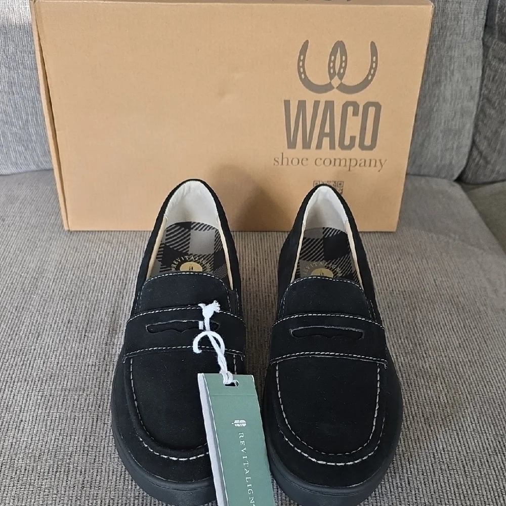 Womens Black Penny Loafers By Waco Shoe Co, Size 8.5, New In Box‎